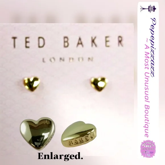 NWT 3PC Ted baker london SET Chunky heart necklace & Earrings. - Picture 2 of 14